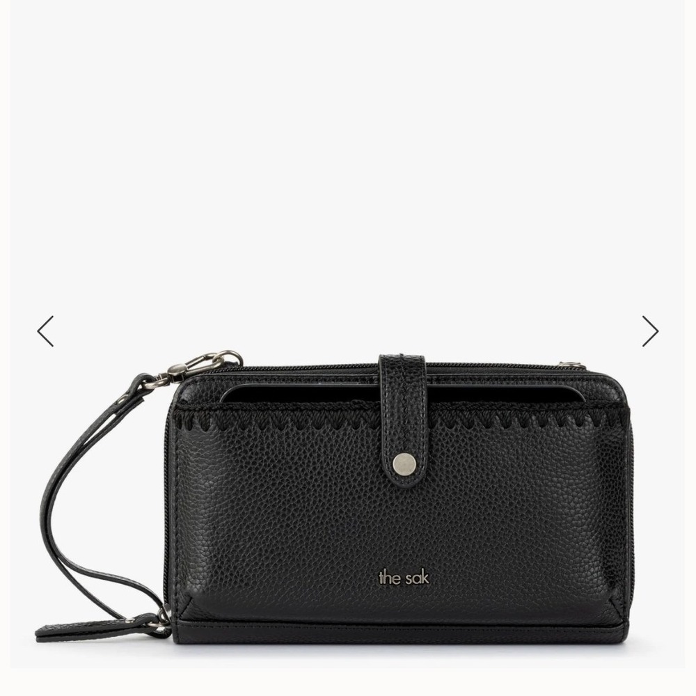 The Sak Iris Smartphone Crossbody Bag Womens Small‎ Black Leather New Wallet
